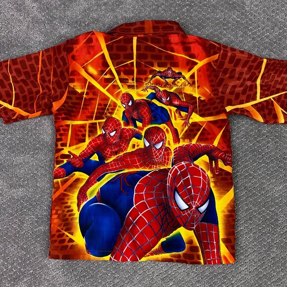 Vintage Spider-Man 2 Shirt Boy's 6X Button Up 2002 Marvel Comics Spiderman 2 - Picture 2 of 9